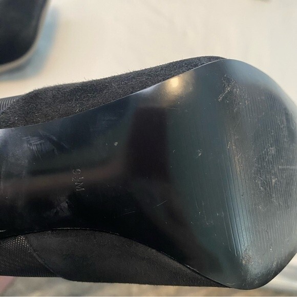 Guess Black Zipper Unique Sheer Net Suede Peep Toe Stiletto Heel Boot Shoe SZ9.5 - Picture 11 of 16